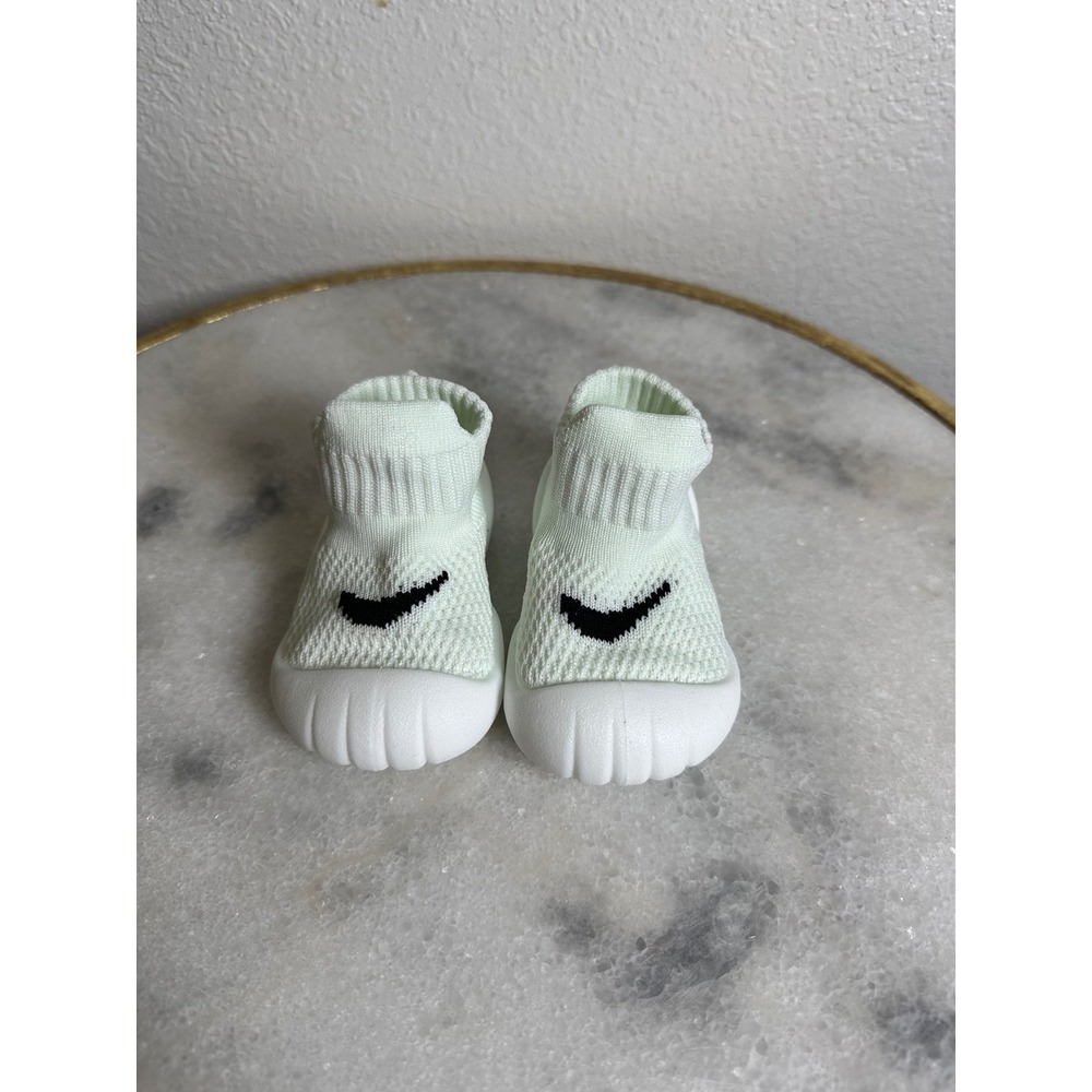 Baby Sock Shoes Mesh Knit Slip On‎ Sneakers Mint Green Smile Graphic 11.5cm